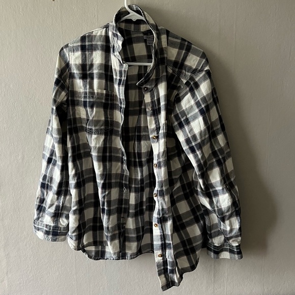 Carhartt Cream and Blue Plaid Button Up Size XL - Picture 1 of 7